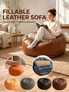 Storable Slouchy Sofa Cover - Pebble Shaped Pumpkin Oval Slouchy Sofa Cover, Suitable For Storage, Can Store Old Clothes And Household Slouchy Sofa Covers, Only Cover Included, No Filling Artificial Leather - Multicolor - View 2