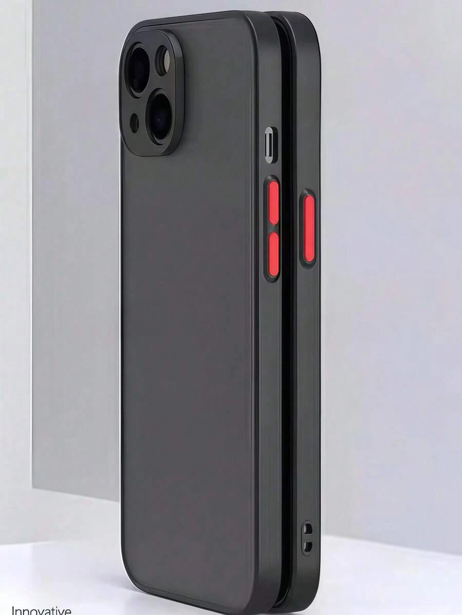Luxury Phone Case Fashion New Matte Color-Block Skin-Feel Matte Creative Anti-Drop Full Coverage Protective Cover Minimalist Skin-Friendly Texture Phone Case Compatible With Iphone 18 Pro Max, 17 Pro Max, 16 Pro Max, 15 Pro Max, 14 Pro, 15 Pro, 13 Pro, 15, 13, 12, 11, 18 Pro - Black - View 1