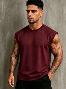 ZYNTH BALENO Men's Summer Fashion Dropped Shoulder Tank Top, Cool Summer Essential Suitable For Sports, Fitness, Outdoor, Cycling - Burgundy - View 3