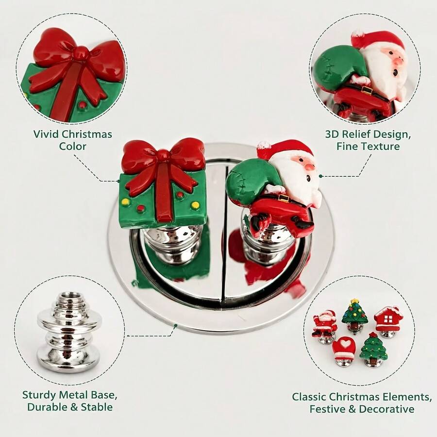 Tombol/Stiker Siram Toilet Bertema Natal Kreatif (Desain Pohon Natal) – Aksesori Saklar Tangki Kamar Mandi yang Lucu - MultiWarna - View 1