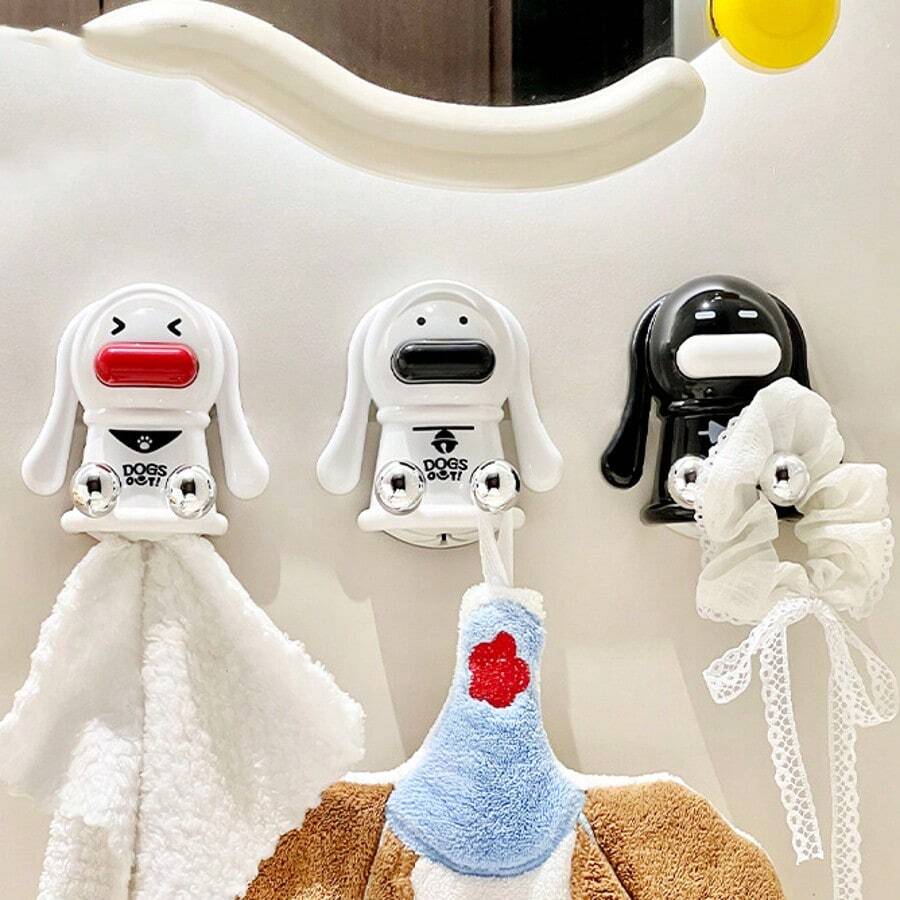 1pc Cartoon Puppy Wall Hole Cover Hook, Decorative Pipe Hole Cover, Bathroom Towel Rack Multi-Functional Hole Plug - Multicolor - View 1