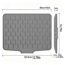 1pc Large Non-Slip Silicone Kitchen Sink & Countertop Drainage Mat, 15.75x11.81 Inches, Built-In Drainage Design, Dish Rack & Space-Saving Storage Box, Easy To Clean Black & Gray Color, Suitable For Refrigerator, Stove, Sink (Modern Kitchen Use), Minimalist Design, Non-Slip Surface, Countertop Protection Mat - Multicolor - View 14