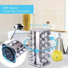 Compact Kitchen Spice Organizer, 360° Swivel Spice Carousel With Full Accessories For Home Storage - Silver 4-tier - View 4
