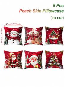 4Pcs Christmas Red Pillow Covers, 45*45cm Throw Pillowcase With Santa Claus, Snowman, Christmas Tree Design, Cushion Cover, Merry Christmas Decorations, Christmas Decoration, Xmas Decor, Christmas Decor, Winter Home Decor, Living Room Bedroom Zipper Pillowcase (Pillow Insert Not Included) - Multicolor - View 13