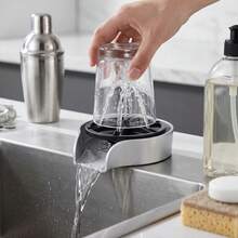YUNRUX Silver ABS 304 Stainless Steel Rotating Cup Washer 2 In 1 Sink Mounted Glass Cleaner For Kitchen Bar - Silver - View 1