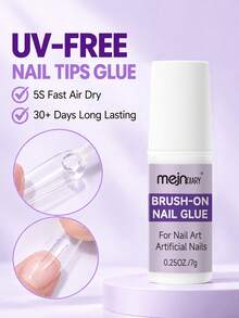 1/3/5pcs Super Strong Brush-On Nail Glue, Long-Lasting Adhesion, Suitable For Nail Tips, Acrylic Nails, Press-On Nails And False Nails - 7g - View 2