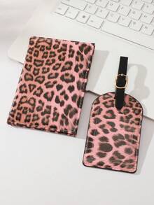 1 Set Leopard Print Wallet, Passport Holder, Luggage Tag Set, Leopard Print Passport Set, Suitable For Travel, Wallet Storage, Business Trip Use - Leopard Print - View 11