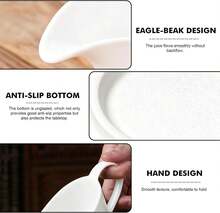 White Glazed Porcelain Gravy Boat, 20 * 9 * 8 Cm; This Ceramic Gravy Boat With Handle Is Perfect For Table Decoration And Serving Sauces And Gravies - White - View 4