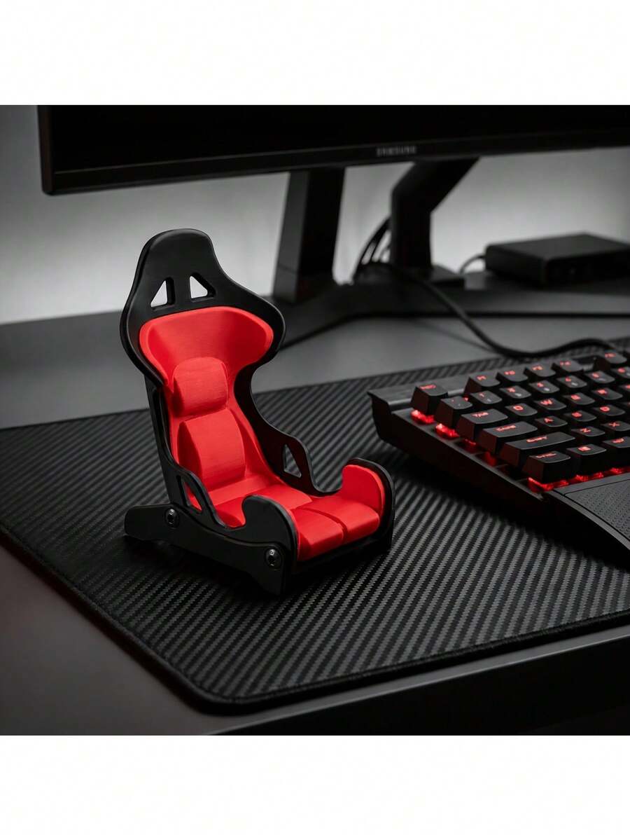 Racing Seat Style Phone Holder, Office Desk Phone Stand, Gaming, Video Watching And Desktop Universal Smartphone Stand, Halloween, Christmas Gift, Desktop Storage - A - View 1