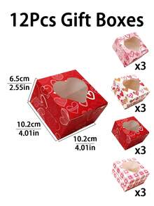 5pcs/10pcs/12pcs/24pcs Romantic Heart‑Window Paper Gift Boxes High‑End Printed Viewable Design Holiday & Party Favor Packaging Storage Cases - View 17