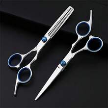 2pcs/Set Hairdressing Scissors 6 Inch Hair Scissors Professional Hairdressing Scissors Cutting Thinning Scissors Barber Shear Accessories - Blue - View 13