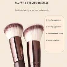 8pcs Brown Makeup Brush Set Soft Bristle Foundation Brush Powder Brush Eyeshadow Blush Brush Beginner Full Set - Coffee Brown - View 5