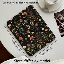 Floral Pattern Painted Effect Tablet Protective Case With Stand, Compatible With Honor 8/9/10/X8/X8A/X9/X8Pro/X9Pro, MatePad SE 11"/MatePad 11"/11.5", MatePad Pro, Apple 10th/11th Gen 2025 (A16), Galaxy Tab A7/A9 And Other Popular Models - Style 38 - View 3