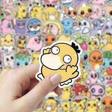 100pcs Cute Pok é Mon Stickers, Cartoon Elf Waterproof PVC Stickers, Suitable For Water Bottles, Laptops, Notebooks, Scrapbooks, As Birthday Gifts, Easter, Holiday Party Gifts. - Multicolor - View 2