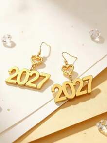 女款 2027 新款耳環，適合日常配戴，送給朋友的聖誕禮物 - 金色 - 查看 2