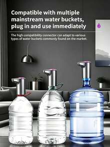 Smart Electric Water Pump With LCD Display And 30s Timer, USB Rechargeable Portable Water Pump, Suitable For 5L And Gallon Water Bottles, One-Touch Operation, Powerful Suction, Universal Base, Suitable For Home, Kitchen And Office - Multicolor - View 8
