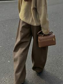 Autumn/Winter Casual Oversized Blazer & Trousers Urban Style Office Date Commute Versatile - Brown - View 5
