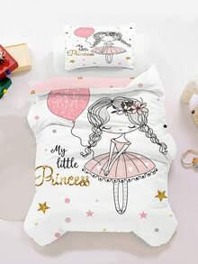 2/3-teiliges süßes Ballerina-Prinzessin-Bettwäsche-Set für Mädchen, rosa Ballon-Polka-Dot-Sterne-Bettbezug-Set, (Twin/Full/Queen/King-Größe) - Verschiedenfarbig - Übersicht 8