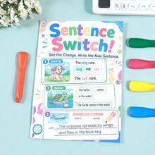 Children's English Sentence Rewriting Practice Book, Word Transformation And Sentence Reordering Workbook, English Sentence Structure Construction And Imitation Practice Notebook, Back To School Learning Supplies, English Grammar Enlightenment Early Education Notebook - Multicolor - View 10