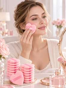 10pcs Heart-Shaped Makeup Sponges, Suitable For Wet/Dry Use, Soft And Elastic Pink Blending Sponges, Dual-Use For Foundation And Base Makeup, Suitable For Normal Skin, Beginner-Friendly Makeup Tool, 1pc - Multiple Styles - View 6