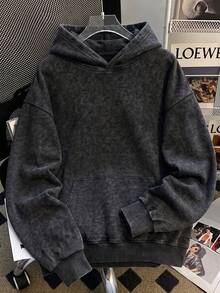 Plus Size Loose Fit Hooded Sweatshirt, Angel And Demon Wings With Red And White Rose Print, Comfortable Pullover - Black - View 7