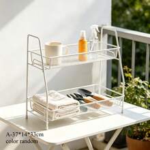 Two Styles 2-Tier Iron Mesh Storage Rack, 37*14*33cm/34*17*33cm Available In Black And White, Multi-Scene Layered Organizer For Bathroom, Kitchen And Desktop - View 4
