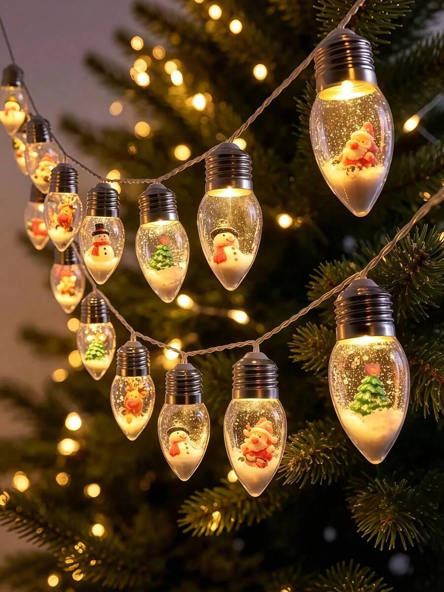20LED Christmas Snow Scene Ball String Lights Indoor Decoration ...