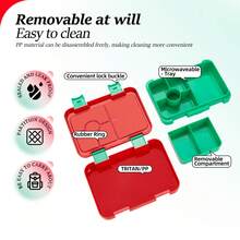 1pc Christmas Themed Multi-Compartment Bento Box, Microwaveable Lunch Box, Detachable Layered Design, Easy To Clean, Suitable For Office Lunch Box, Outdoor Travel, Camping Picnic, Back To School Supplies, Christmas Gift Selection - Multicolor - View 10