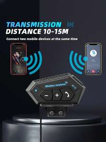 BT12 Wireless 5.0 Motorcycle Helmet Headset 500mAh Motorcycle Headset Wireless Earphones Hands-Free Calling Music Playback - BT-12 - View 6
