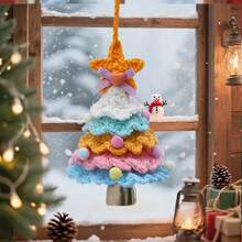 Random Color Crochet Christmas Tree Hanging Ornament, Handmade Knitted Christmas Pendant, Yarn Knitted Christmas Tree Ball, DIY Handmade Material, Holiday Home And Room Decoration, Winter Party Gift, Car Hanging Ornament, Cute Christmas Gift For Family And Friends - Multicolor - View 6