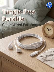Auriculares con cable semi-intraurales HP DHE-7000A, equipados con interfaces Tipo-C y 3.5mm, sonido estéreo envolvente semi-intraural, baja latencia, con micrófono para cantar/grabar, cómodos para correr - Ver 1