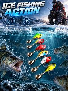 1pc Full-Body VIB Lure, Winter Ice Fishing Special Rotating Glitter Metal Fake Bait, Long Cast Sinking Bionic Lure For Bass And Perch - Multicolor - View 3