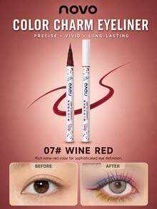 NOVO Eyeliner Cair Berwarna Tahan Air dan Keringat – Ujung Ultra Halus, Cepat Kering dan Anti Luntur, Tersedia dalam Berbagai Warna Cerah. Ideal untuk Riasan Mata Kreatif untuk Pesta dan Panggung. - 07# anggur merah - View 2