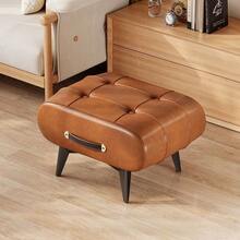Banco para zapatos con asiento acolchado, ideal para la entrada de casa, taburete de lujo de estilo minimalista para la sala de estar, banco pequeño. - Marrón claro - Ver 1