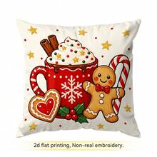 4pcs/1pc Christmas Gingerbread Man Pattern Pillow Case, Single-Sided Printed Pillow Case, Suitable For Living Room, Bedroom, Home Decor, All-Season Pillow Case - Multicolor - View 16