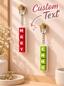 [Customization] 1pc Personalized Custom Name Keycap Keychain, Colorful Key Letter Customization, Bottom Case Name Customization - Multicolor - View 8