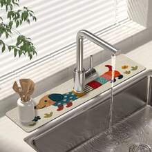 1pc Faucet Drip Pad, Bar Countertop Waterproof Mat, Drying Mat, Drainage Mat, Coffee Machine Mat, Washing Machine Top Protection Mat, Stove Top Mat, Dining Table Placemat, Mouse Pad, Coffee Cup | Dish Draining, Absorbent Quick-Drying Draining, Washable And Reusable, Suitable For Kitchen | Cafe, Tea Cup, Coffee Cup, Coffee Machine Accessories, Home Decor For Coffee Lovers, Rental Renovation, Perfect As Housewarming Gift, Christmas Gift - Multicolor - View 2