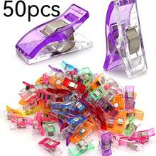 100pcs Sewing Clips, Fabric Plastic Clips, Sewing Supplies, Acrylic Clips, Patchwork Supplies, Transparent Multi-Functional Mixed Color Clips, Sewing Product Storage Bag Clips - A - View 7