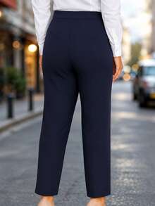 Fashion Plus Size Women's New Arrival All-Season Versatile Commute Casual Long Pants - Navy - View 2
