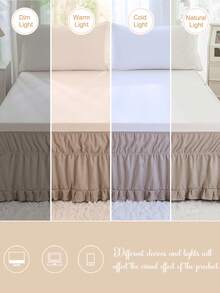 1pc Light Camel Bed Skirt With Matching Ruffles At The Bottom Hem (1 Pc), Simple Classic Daily Style, Made Of Comfortable And Breathable Polyester Fiber, Suitable For All Seasons. Perfect For Bedroom Layout And Home Decoration, Stylish Ruffle Bedding - Camel - View 9