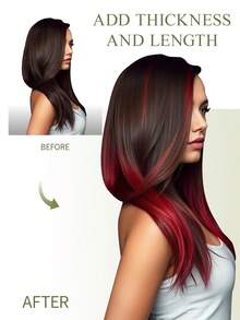 DNE HAIR 10pcs Tape In 100% Human Hair Extensions Red Color 25g 18inch Silky Seamless Invisible Highlight Colorful Hairpieces Rainbow Hair Extension Top Quality Thick Ends Healthy And Long Lasting Human Hair Extensions Invisible Tape In For Womean/Girls - SRed - View 5
