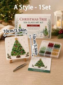 DIY Christmas Glass Mosaic Art Kit, Adult Red Cardinal Sea Glass Handmade Craft | Includes Colored Glass Pieces, Canvas, Glue And Tools, For Handmade Holiday Wall Decor, Relaxing Creative Activity, Gift Idea 10-10cm - Sets - View 8