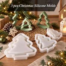 3pcs Large, Medium, Small Christmas Tree Frame Silicone Molds, Pine Tree Candle Molds, Suitable For DIY Christmas Tree Decorations, Pine Tree Plaster Ornaments, Suitable For Making Plaster, Resin, Candles And Other Handicrafts, Handmade Molds, Reusable, Easy To Demold - Christmas Tree Silicone Mold - View 7