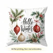 4pcs/1pc Christmas Wreath & Bow Pattern Pillow Covers, Single-Sided Printed Pillow Covers, Suitable For Living Room, Bedroom, Home Decor, All-Season Pillow Covers - Multicolor - View 12