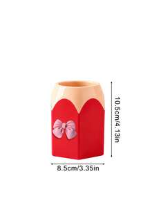 A Hexagonal Desktop Organizer Featuring A 3D Bow And Cream-Style Decorative Accents; Suitable For Stationery, Makeup, And Cosmetic Brushes. Desktop Storage Tool For Home, Study, And Office Scenes, Creative Desktop Ornament, Practical Gift For Back-To-School Stationery And Christmas, New Year Exchanges. - Multicolor - View 10