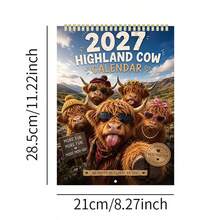 2027 Calendar Highland Cow Theme 12 Unique Beautiful Monthly Planner Schedule Display Great Birthday Home Indoor Decor Accessory,Christmas Gift,New Year Gift,Christmas - Multiple Styles - View 8