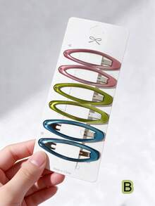 12/6pcs Colorful Translucent Oil Drop Geometric Oval BB Clips, Cute Girls Bangs/Hair Clips, Suitable For Teachers And Students Back To School Season Hair Accessories, Autumn Decoration - Multicolor - View 12