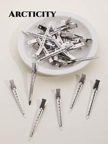 10Pcs Hair Sectioning Clips, Crocodile Alligator Duckbill Clips For Long Thick Curly Hair, Black Metal Salon Styling Clips For Wome - Multicolor - View 4