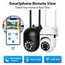 Home Wireless WiFi Security Camera 360° Panoramic View, Remote Phone Control, High Definition Night Vision, 2.4G Smart Monitoring Camera, Two-Way Audio Intercom, Indoor Security Camera, Motion Detection Alarm, High Definition Night Vision Camera, Indoor Monitoring Camera, Pet Camera, Thanksgiving Gift, Christmas Gift, Ideal Choice For Men - Black - View 3