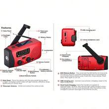 Radio generador de manivela, radio de emergencia con energía solar, linterna, radio multibanda FM - Ver 11